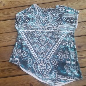 New Directions asymmetrical aztec print top size L